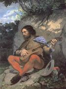 Gustave Courbet Young man in a Landscape or The Guitarreor oil on canvas